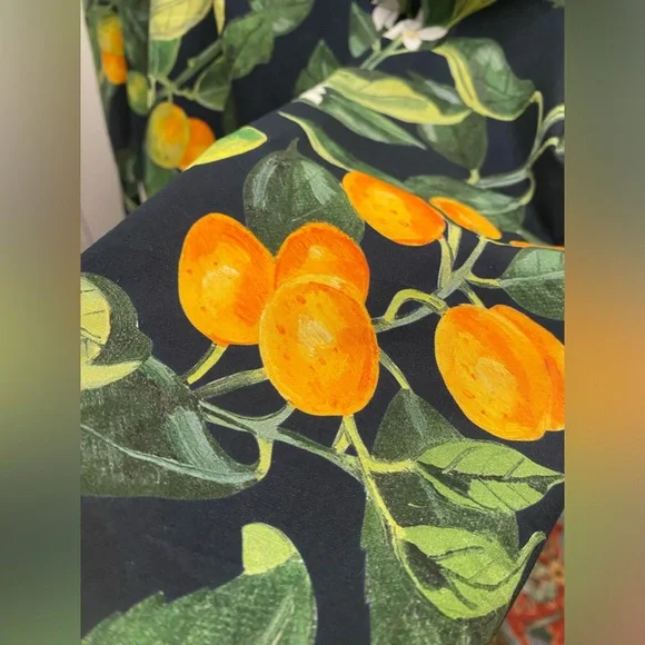 Oscar de la Renta Green Floral Pintuck Fortunella Mini Dress